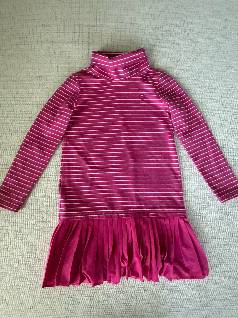 Polo by Ralph Lauren Pink Striped Turtleneck Drop-Waist Dress